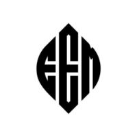 Eem-Kreis-Buchstaben-Logo-Design mit Kreis- und Ellipsenform. eem ellipsenbuchstaben mit typografischem stil. Die drei Initialen bilden ein Kreislogo. EEM-Kreis-Emblem abstrakter Monogramm-Buchstaben-Markierungsvektor. vektor