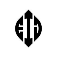 eij cirkelbokstavslogotypdesign med cirkel och ellipsform. eij ellipsbokstäver med typografisk stil. de tre initialerna bildar en cirkellogotyp. eij cirkel emblem abstrakt monogram bokstav märke vektor. vektor