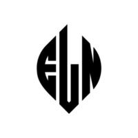 eln-Kreis-Buchstaben-Logo-Design mit Kreis- und Ellipsenform. Ellipsenbuchstaben mit typografischem Stil. Die drei Initialen bilden ein Kreislogo. eln-Kreis-Emblem abstrakter Monogramm-Buchstaben-Markenvektor. vektor