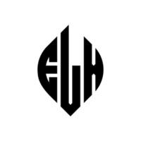Elx Circle Letter Logo Design mit Kreis- und Ellipsenform. Elx-Ellipsenbuchstaben mit typografischem Stil. Die drei Initialen bilden ein Kreislogo. elx-Kreis-Emblem abstrakter Monogramm-Buchstaben-Markierungsvektor. vektor