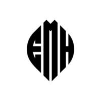 emh-Kreis-Buchstaben-Logo-Design mit Kreis- und Ellipsenform. emh Ellipsenbuchstaben mit typografischem Stil. Die drei Initialen bilden ein Kreislogo. emh Kreisemblem abstrakter Monogramm-Buchstabenmarkierungsvektor. vektor