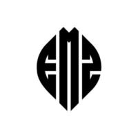 emz cirkelbokstavslogotypdesign med cirkel- och ellipsform. emz ellipsbokstäver med typografisk stil. de tre initialerna bildar en cirkellogotyp. emz cirkel emblem abstrakt monogram bokstav märke vektor. vektor