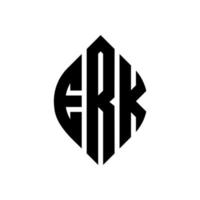 Erk-Kreis-Buchstaben-Logo-Design mit Kreis- und Ellipsenform. Erk Ellipsenbuchstaben mit typografischem Stil. Die drei Initialen bilden ein Kreislogo. Erk-Kreis-Emblem abstrakter Monogramm-Buchstaben-Markenvektor. vektor