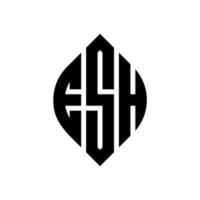 Esh-Kreis-Buchstaben-Logo-Design mit Kreis- und Ellipsenform. Esh-Ellipsenbuchstaben mit typografischem Stil. Die drei Initialen bilden ein Kreislogo. Esh-Kreis-Emblem abstrakter Monogramm-Buchstaben-Markenvektor. vektor