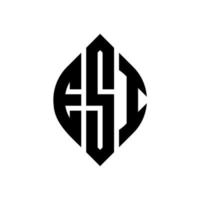 esi-Kreisbuchstaben-Logo-Design mit Kreis- und Ellipsenform. Esi-Ellipsenbuchstaben mit typografischem Stil. Die drei Initialen bilden ein Kreislogo. Esi-Kreis-Emblem abstrakter Monogramm-Buchstaben-Markierungsvektor. vektor