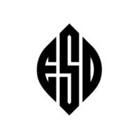 eso-Kreisbuchstaben-Logo-Design mit Kreis- und Ellipsenform. eso-ellipsenbuchstaben mit typografischem stil. Die drei Initialen bilden ein Kreislogo. Eso-Kreis-Emblem abstrakter Monogramm-Buchstaben-Markierungsvektor. vektor