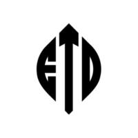 eto-Kreis-Buchstaben-Logo-Design mit Kreis- und Ellipsenform. eto Ellipsenbuchstaben mit typografischem Stil. Die drei Initialen bilden ein Kreislogo. Eto-Kreis-Emblem abstrakter Monogramm-Buchstaben-Markierungsvektor. vektor