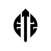 etz-Kreisbuchstaben-Logo-Design mit Kreis- und Ellipsenform. etz Ellipsenbuchstaben mit typografischem Stil. Die drei Initialen bilden ein Kreislogo. etz-Kreis-Emblem abstrakter Monogramm-Buchstaben-Markierungsvektor. vektor