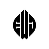 ewj-Kreisbuchstaben-Logo-Design mit Kreis- und Ellipsenform. ewj Ellipsenbuchstaben mit typografischem Stil. Die drei Initialen bilden ein Kreislogo. ewj-Kreis-Emblem abstrakter Monogramm-Buchstaben-Markierungsvektor. vektor