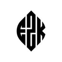 ezk-Kreisbuchstaben-Logo-Design mit Kreis- und Ellipsenform. ezk Ellipsenbuchstaben mit typografischem Stil. Die drei Initialen bilden ein Kreislogo. ezk-Kreis-Emblem abstrakter Monogramm-Buchstaben-Markierungsvektor. vektor