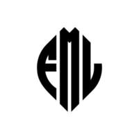 fml cirkelbokstavslogotypdesign med cirkel- och ellipsform. fml ellipsbokstäver med typografisk stil. de tre initialerna bildar en cirkellogotyp. fml cirkel emblem abstrakt monogram brev märke vektor. vektor