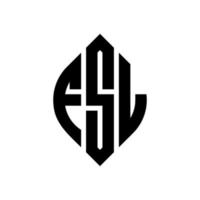 fsl-Kreisbuchstaben-Logo-Design mit Kreis- und Ellipsenform. fsl Ellipsenbuchstaben mit typografischem Stil. Die drei Initialen bilden ein Kreislogo. fsl-Kreis-Emblem abstrakter Monogramm-Buchstaben-Markierungsvektor. vektor