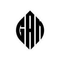 gam-Kreis-Buchstaben-Logo-Design mit Kreis- und Ellipsenform. Gam-Ellipsenbuchstaben mit typografischem Stil. Die drei Initialen bilden ein Kreislogo. Gam-Kreis-Emblem abstrakter Monogramm-Buchstaben-Markierungsvektor. vektor