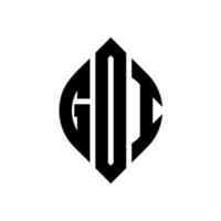 gdi-Kreisbuchstaben-Logo-Design mit Kreis- und Ellipsenform. GDI-Ellipsenbuchstaben mit typografischem Stil. Die drei Initialen bilden ein Kreislogo. GDI-Kreis-Emblem abstrakter Monogramm-Buchstaben-Markierungsvektor. vektor