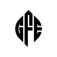 gfe-Kreisbuchstaben-Logo-Design mit Kreis- und Ellipsenform. gfe Ellipsenbuchstaben mit typografischem Stil. Die drei Initialen bilden ein Kreislogo. gfe-Kreis-Emblem abstrakter Monogramm-Buchstaben-Markierungsvektor. vektor