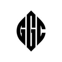 ggc cirkel bokstavslogotyp design med cirkel och ellipsform. ggc ellips bokstäver med typografisk stil. de tre initialerna bildar en cirkellogotyp. ggc cirkel emblem abstrakt monogram bokstaven märke vektor. vektor