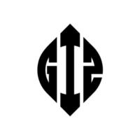 GIZ-Kreisbuchstaben-Logo-Design mit Kreis- und Ellipsenform. giz ellipsenbuchstaben mit typografischem stil. Die drei Initialen bilden ein Kreislogo. Giz-Kreis-Emblem abstrakter Monogramm-Buchstaben-Markenvektor. vektor