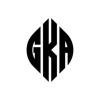 gka-Kreis-Buchstaben-Logo-Design mit Kreis- und Ellipsenform. gka Ellipsenbuchstaben mit typografischem Stil. Die drei Initialen bilden ein Kreislogo. gka-Kreis-Emblem abstrakter Monogramm-Buchstaben-Markenvektor. vektor