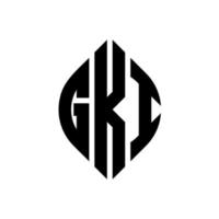 gki-Kreis-Buchstaben-Logo-Design mit Kreis- und Ellipsenform. gki Ellipsenbuchstaben mit typografischem Stil. Die drei Initialen bilden ein Kreislogo. gki-Kreis-Emblem abstrakter Monogramm-Buchstaben-Markierungsvektor. vektor