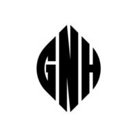 gnh cirkel bokstavslogotyp design med cirkel och ellipsform. gnh ellips bokstäver med typografisk stil. de tre initialerna bildar en cirkellogotyp. gnh cirkel emblem abstrakt monogram bokstav märke vektor. vektor