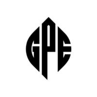 gpe cirkel bokstavslogotyp design med cirkel och ellipsform. gpe ellips bokstäver med typografisk stil. de tre initialerna bildar en cirkellogotyp. gpe cirkel emblem abstrakt monogram bokstav märke vektor. vektor