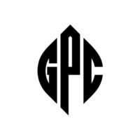 gpc cirkelbokstavslogotypdesign med cirkel och ellipsform. gpc ellipsbokstäver med typografisk stil. de tre initialerna bildar en cirkellogotyp. gpc cirkel emblem abstrakt monogram bokstav märke vektor. vektor