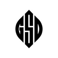 gsd cirkel bokstavslogotyp design med cirkel och ellipsform. gsd ellipsbokstäver med typografisk stil. de tre initialerna bildar en cirkellogotyp. gsd cirkel emblem abstrakt monogram bokstav märke vektor. vektor