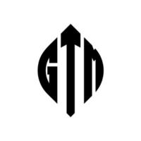 gtm cirkelbokstavslogotypdesign med cirkel och ellipsform. gtm ellipsbokstäver med typografisk stil. de tre initialerna bildar en cirkellogotyp. gtm cirkel emblem abstrakt monogram bokstav märke vektor. vektor