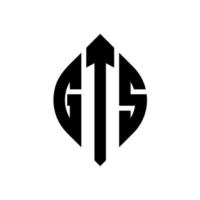 gts-Kreisbuchstaben-Logo-Design mit Kreis- und Ellipsenform. gts-ellipsenbuchstaben mit typografischem stil. Die drei Initialen bilden ein Kreislogo. gts-Kreis-Emblem abstrakter Monogramm-Buchstaben-Markierungsvektor. vektor