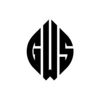 gws-Kreisbuchstaben-Logo-Design mit Kreis- und Ellipsenform. gws Ellipsenbuchstaben mit typografischem Stil. Die drei Initialen bilden ein Kreislogo. gws Kreisemblem abstrakter Monogramm-Buchstabenmarkierungsvektor. vektor