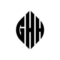 gxh-Kreisbuchstaben-Logo-Design mit Kreis- und Ellipsenform. gxh Ellipsenbuchstaben mit typografischem Stil. Die drei Initialen bilden ein Kreislogo. gxh Kreisemblem abstrakter Monogramm-Buchstabenmarkierungsvektor. vektor