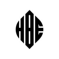 hbe cirkelbokstavslogotypdesign med cirkel- och ellipsform. hbe ellipsbokstäver med typografisk stil. de tre initialerna bildar en cirkellogotyp. HBE cirkel emblem abstrakt monogram brev märke vektor. vektor