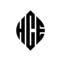 hce cirkelbokstavslogotypdesign med cirkel- och ellipsform. hce ellipsbokstäver med typografisk stil. de tre initialerna bildar en cirkellogotyp. Hce cirkel emblem abstrakt monogram brev märke vektor. vektor