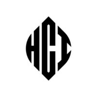 hci cirkel bokstavslogotyp design med cirkel och ellipsform. hci ellipsbokstäver med typografisk stil. de tre initialerna bildar en cirkellogotyp. hci cirkel emblem abstrakt monogram bokstav märke vektor. vektor