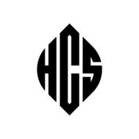 hcs-Kreisbuchstaben-Logo-Design mit Kreis- und Ellipsenform. hcs Ellipsenbuchstaben mit typografischem Stil. Die drei Initialen bilden ein Kreislogo. hcs Kreisemblem abstrakter Monogramm-Buchstabenmarkierungsvektor. vektor