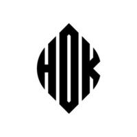 hdk-Kreisbuchstaben-Logo-Design mit Kreis- und Ellipsenform. hdk Ellipsenbuchstaben mit typografischem Stil. Die drei Initialen bilden ein Kreislogo. hdk-Kreis-Emblem abstrakter Monogramm-Buchstaben-Markenvektor. vektor