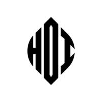 hdi-Kreisbuchstaben-Logo-Design mit Kreis- und Ellipsenform. hdi ellipsenbuchstaben mit typografischem stil. Die drei Initialen bilden ein Kreislogo. HDI-Kreis-Emblem abstrakter Monogramm-Buchstaben-Markenvektor. vektor