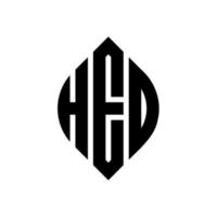 hed-Kreis-Buchstaben-Logo-Design mit Kreis- und Ellipsenform. Ellipsenbuchstaben mit typografischem Stil. Die drei Initialen bilden ein Kreislogo. Hed-Kreis-Emblem abstrakter Monogramm-Buchstaben-Markenvektor. vektor