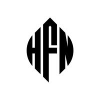 hfn-Kreisbuchstaben-Logo-Design mit Kreis- und Ellipsenform. hfn Ellipsenbuchstaben mit typografischem Stil. Die drei Initialen bilden ein Kreislogo. hfn Kreisemblem abstrakter Monogramm-Buchstabenmarkierungsvektor. vektor