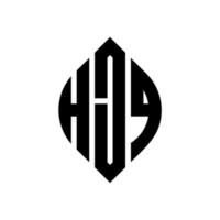 hjq-Kreis-Buchstaben-Logo-Design mit Kreis- und Ellipsenform. hjq Ellipsenbuchstaben mit typografischem Stil. Die drei Initialen bilden ein Kreislogo. hjq Kreisemblem abstrakter Monogramm-Buchstabenmarkierungsvektor. vektor