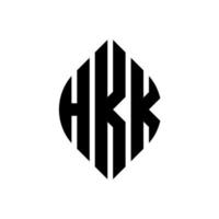 hkk-Kreisbuchstaben-Logo-Design mit Kreis- und Ellipsenform. hkk Ellipsenbuchstaben mit typografischem Stil. Die drei Initialen bilden ein Kreislogo. hkk-Kreis-Emblem abstrakter Monogramm-Buchstaben-Markierungsvektor. vektor