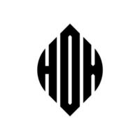 Hox-Kreis-Buchstaben-Logo-Design mit Kreis- und Ellipsenform. Hox-Ellipsenbuchstaben mit typografischem Stil. Die drei Initialen bilden ein Kreislogo. Hox-Kreis-Emblem abstrakter Monogramm-Buchstaben-Markierungsvektor. vektor