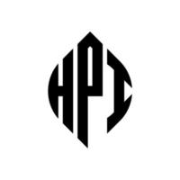 hpi-Kreisbuchstaben-Logo-Design mit Kreis- und Ellipsenform. hpi-Ellipsenbuchstaben mit typografischem Stil. Die drei Initialen bilden ein Kreislogo. hpi-Kreisemblem abstrakter Monogramm-Buchstabenmarkierungsvektor. vektor