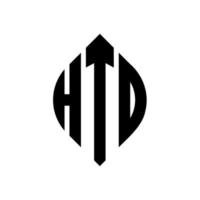 hto-Kreis-Buchstaben-Logo-Design mit Kreis- und Ellipsenform. hto ellipsenbuchstaben mit typografischem stil. Die drei Initialen bilden ein Kreislogo. hto Kreisemblem abstrakter Monogramm-Buchstabenmarkierungsvektor. vektor