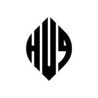 hvq-Kreis-Buchstaben-Logo-Design mit Kreis- und Ellipsenform. hvq Ellipsenbuchstaben mit typografischem Stil. Die drei Initialen bilden ein Kreislogo. hvq Kreisemblem abstrakter Monogramm-Buchstabenmarkierungsvektor. vektor
