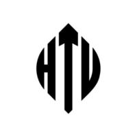 htu-Kreisbuchstaben-Logo-Design mit Kreis- und Ellipsenform. htu Ellipsenbuchstaben mit typografischem Stil. Die drei Initialen bilden ein Kreislogo. htu Kreisemblem abstrakter Monogramm-Buchstabenmarkierungsvektor. vektor