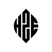 hze cirkelbokstavslogotypdesign med cirkel- och ellipsform. hze ellipsbokstäver med typografisk stil. de tre initialerna bildar en cirkellogotyp. hze cirkel emblem abstrakt monogram bokstaven märke vektor. vektor