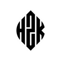 hzk cirkelbokstavslogotypdesign med cirkel och ellipsform. hzk ellipsbokstäver med typografisk stil. de tre initialerna bildar en cirkellogotyp. hzk cirkel emblem abstrakt monogram bokstav märke vektor. vektor