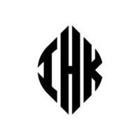 ihk cirkelbokstavslogotypdesign med cirkel och ellipsform. ihk ellipsbokstäver med typografisk stil. de tre initialerna bildar en cirkellogotyp. ihk cirkel emblem abstrakt monogram bokstav märke vektor. vektor