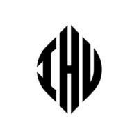 ihu-Kreisbuchstaben-Logo-Design mit Kreis- und Ellipsenform. ihu Ellipsenbuchstaben mit typografischem Stil. Die drei Initialen bilden ein Kreislogo. Ihu-Kreisemblem abstrakter Monogramm-Buchstabenmarkierungsvektor. vektor